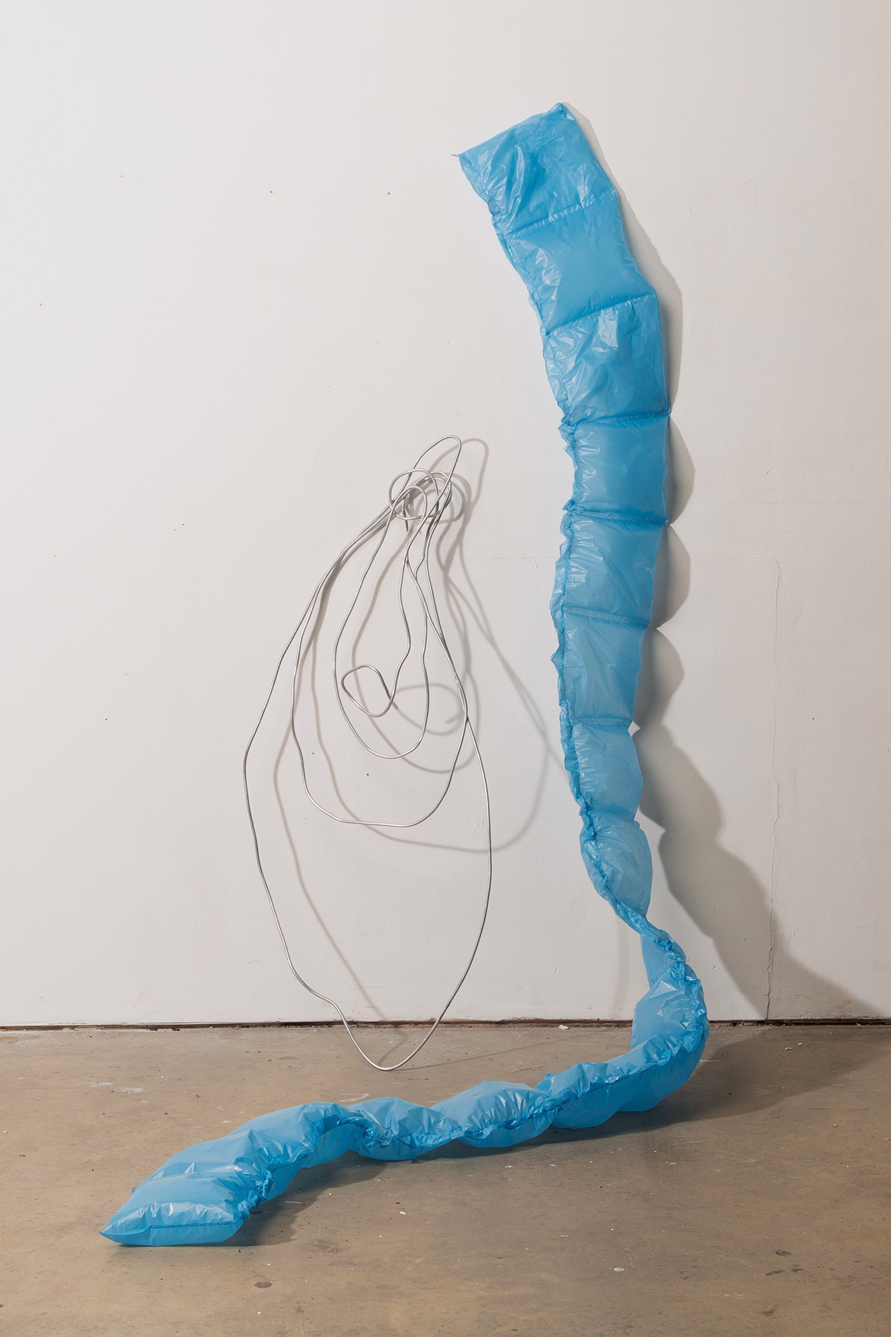 aluminium wire blue polyurethane leaning against the wall